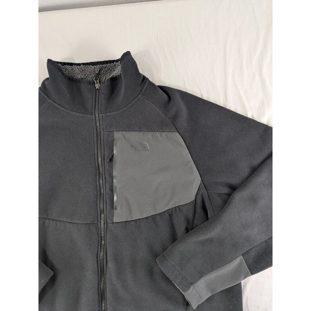 The North Face Black Sweater Jacket Mens XL Extra Large Faux Fur Long Sleeve